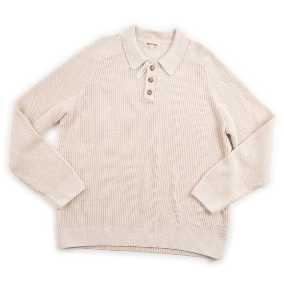 NEW MADEWELL Cotton-Linen Long-Sleeve Sweater Polo size XL - Picture 3 of 12